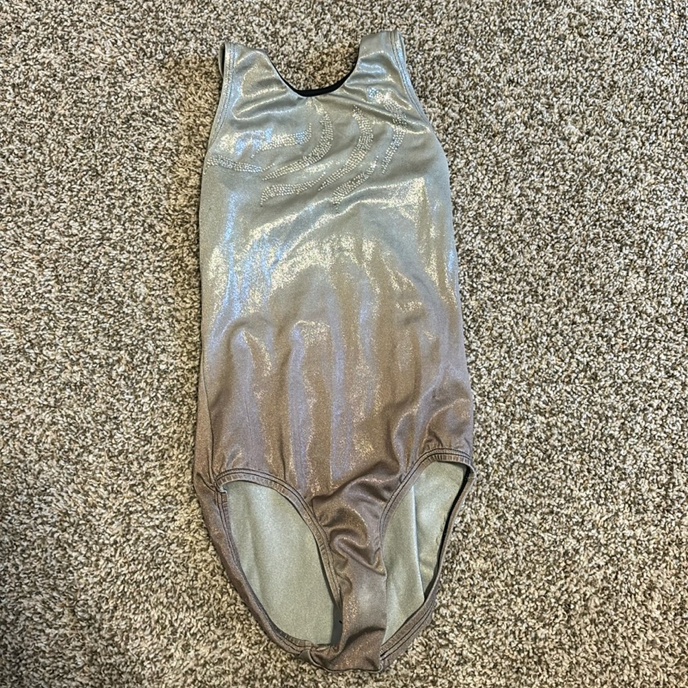 tins tailor leotard, size xs, grey to purple ombrè